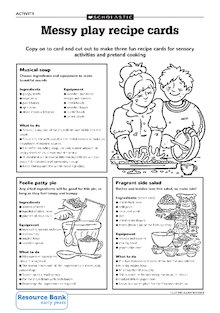 Messy play – recipe cards