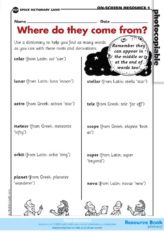 Space dictionary quiz