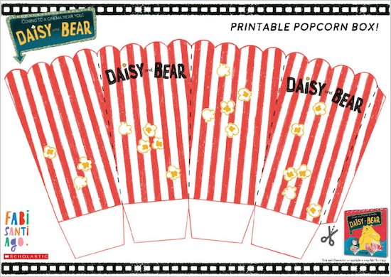 Daisy and Bear activity sheet - make your own popcorn box