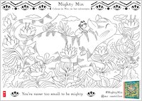 Mighty Min activity sheet - colour in Min on cat