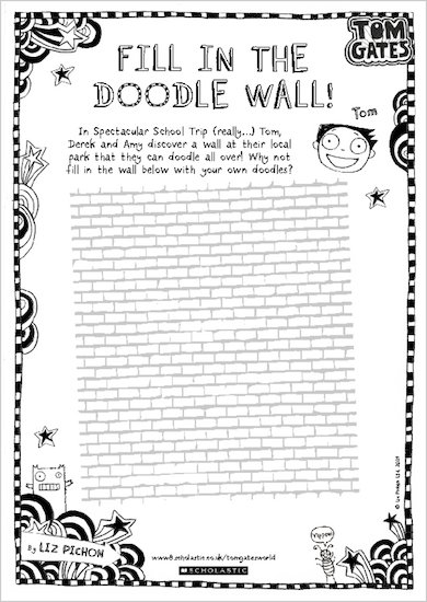 Tom Gates Spectacular School Trip (really...) activity sheet - fill in the doodle wall