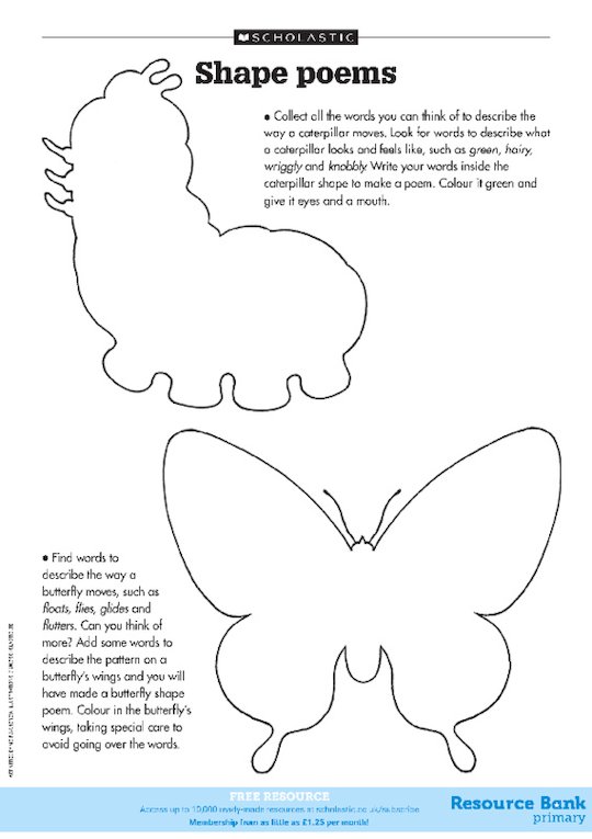 Shape poems Scholastic Shop