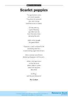 ‘Scarlet poppies’ poem by Pie Corbett