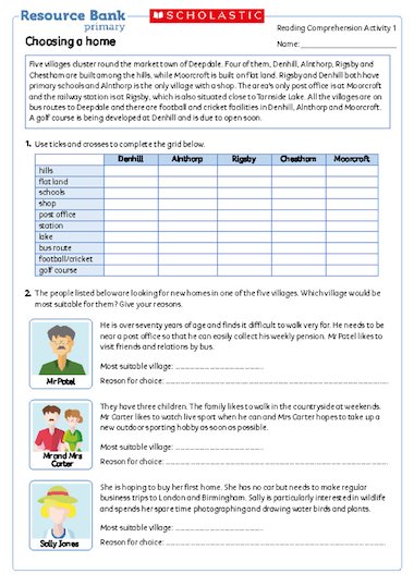 reading comprehension worksheets ks2