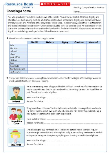 reading homework activities ks2