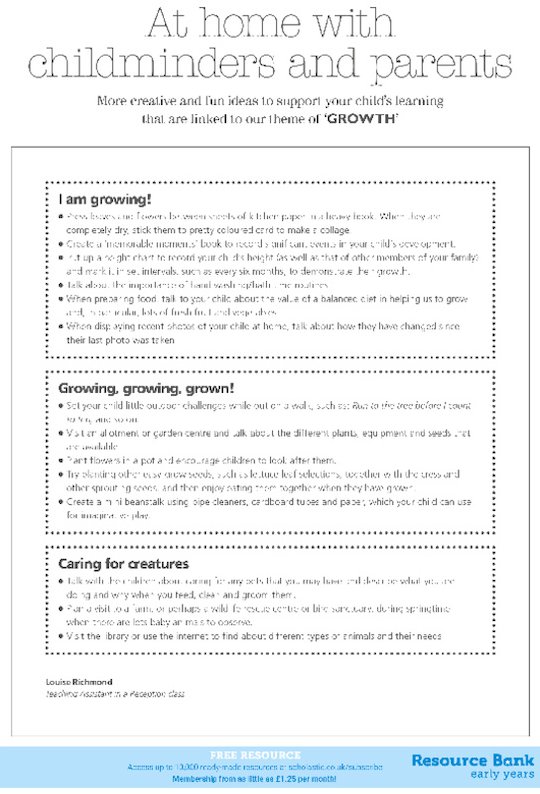 At home with childminders and parents - 'Growth'