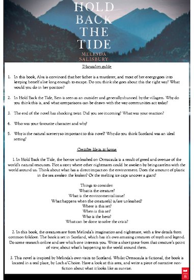 Discussion guide and activities for Hold Back the Tide