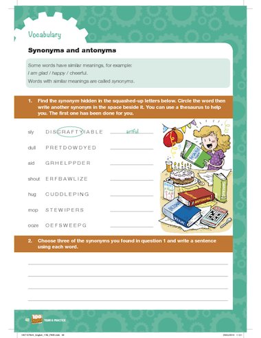 Synonyms Review Worksheet