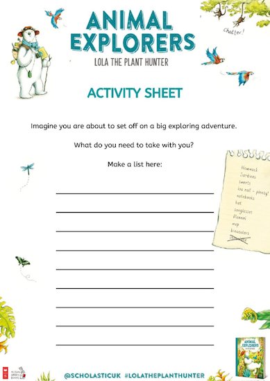 Lola the Plant Hunter Activity Sheet