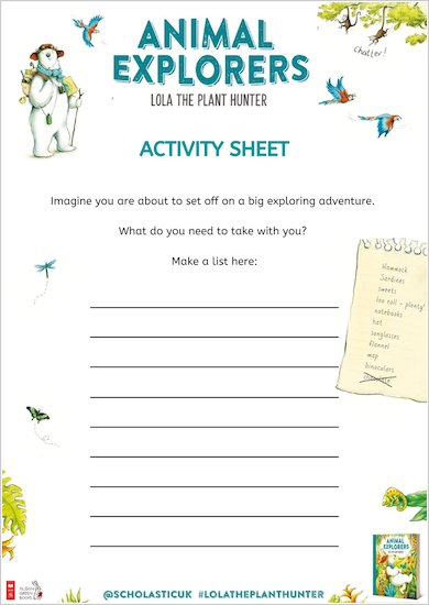 Animal Explorers activity sheet