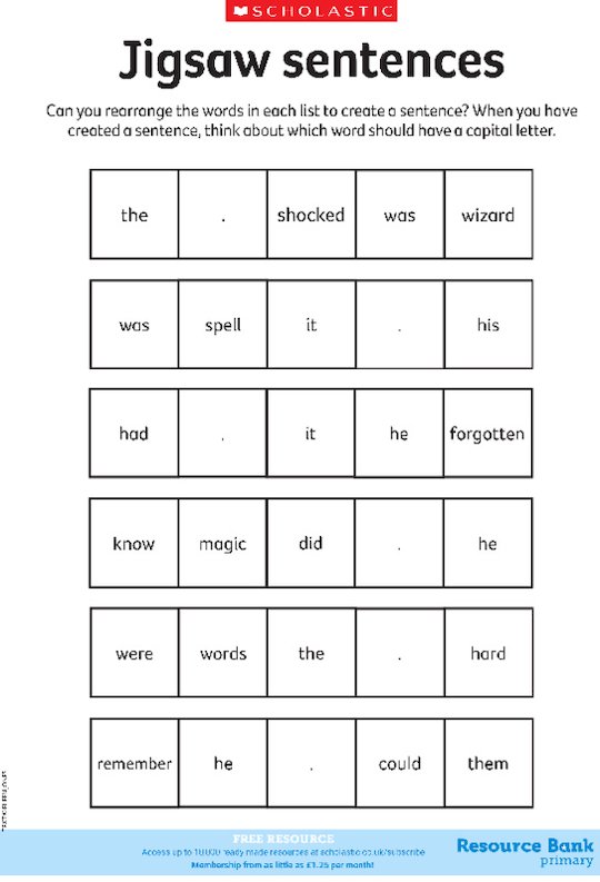Jigsaw sentences