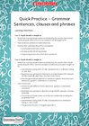 Quick Practice – Sentences, clauses, phrases
