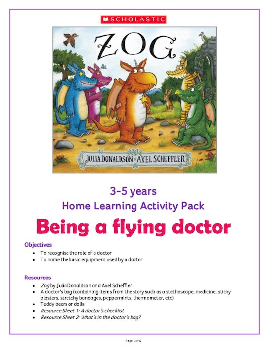 Zog Home Learning Activity Pack 0-5 years