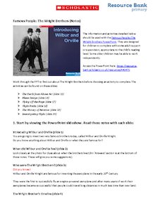 Home Learning: The Wright Brothers notes