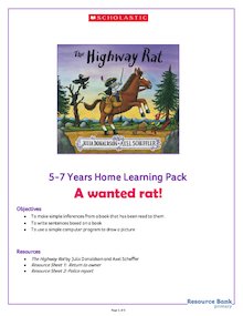 The Highway Rat – Home Learning Activity Pack 5-7 years