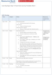 Lower Key Stage 2 home learning timetable week 1 (15 pages)