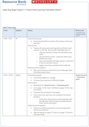 Upper Key Stage 2 home learning timetable week 2 (13 pages)