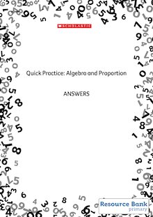 Quick Practice – Algebra and Proportion – Answers