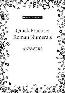 Quick Practice – Roman Numerals – Answers