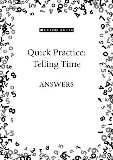 Quick Practice answers – Telling the Time pack