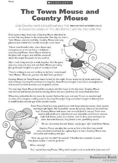 The Town Mouse And Country Mouse Story Free Early Years Teaching Resource Scholastic