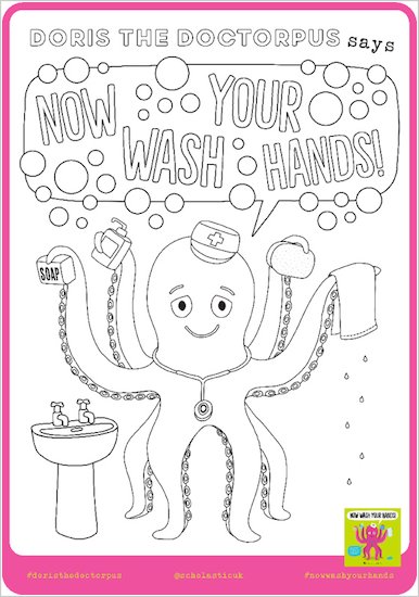 Now Wash Your Hands Colouring In Sheets
