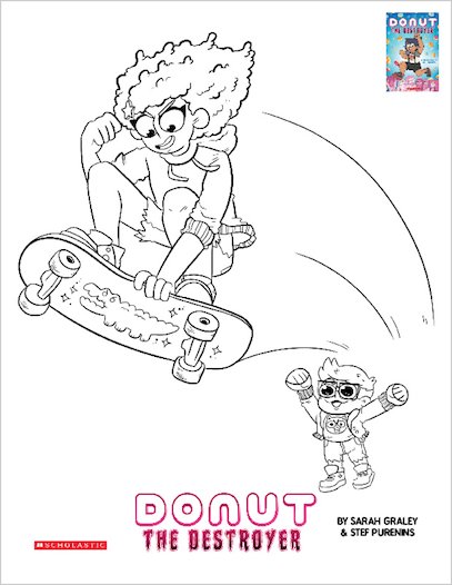 Donut the Destroyer Colouring Sheets