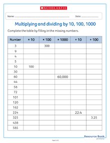 Multiplying and dividing by 10 100 1000