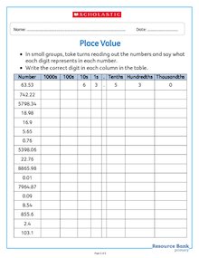 Place Value worksheet