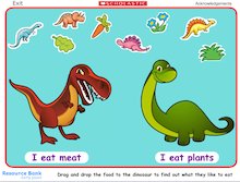 Feed the dinosaurs interactive game
