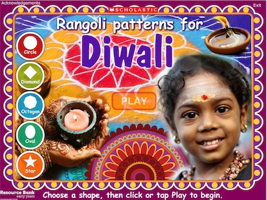 Rangoli patterns for Diwali: interactive game