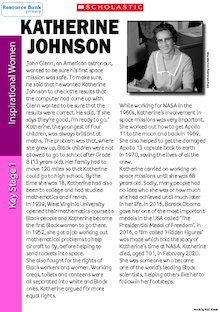 Profile on the Life and Work of Katherine Johnson (KS1)