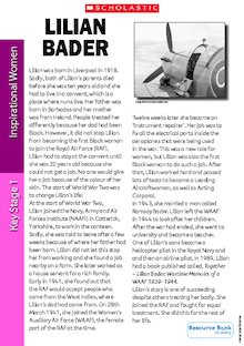 Profile on the Life and Work of Lilian Bader (KS1)