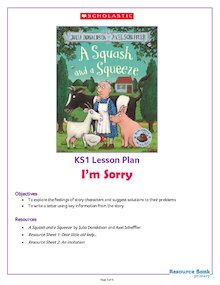 A Squash and a Squeeze – I’m Sorry activity pack (Year 1)