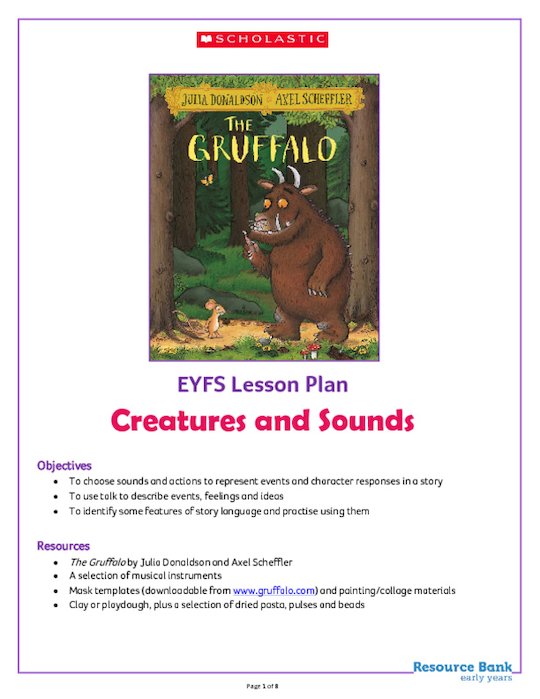 The Gruffalo - Creatures and sounds activity pack EYFS