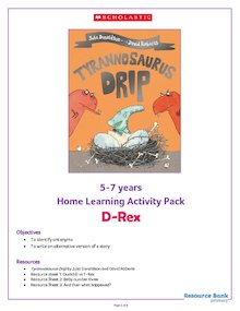 Home Learning Pack 5-7 Years – Tyrannosaurus Drip