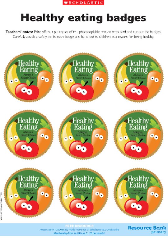 Healthy eating - reward badges