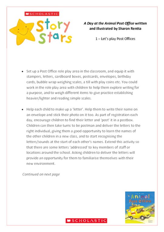 Story Stars Resource: A Day at the Animal Post Office Lesson Plan