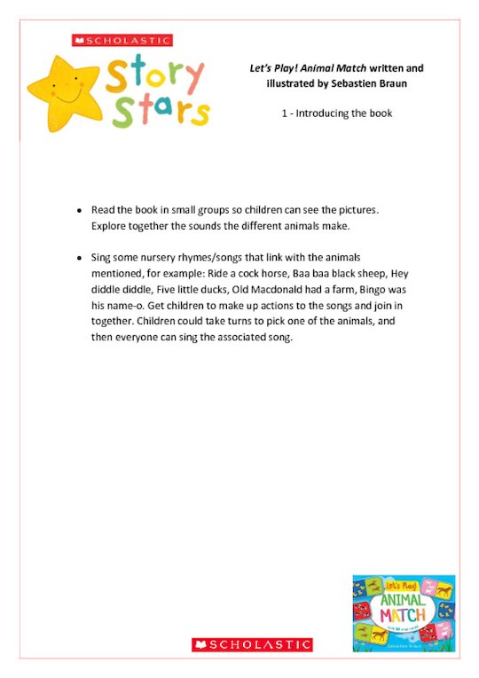 Story Stars Resource: Let's Play! Animal Match Lesson Plan