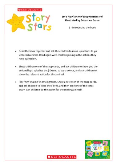 Story Stars Resource: Let's Play! Animal Snap Lesson Plan – FREE Early  Years teaching resource - Scholastic