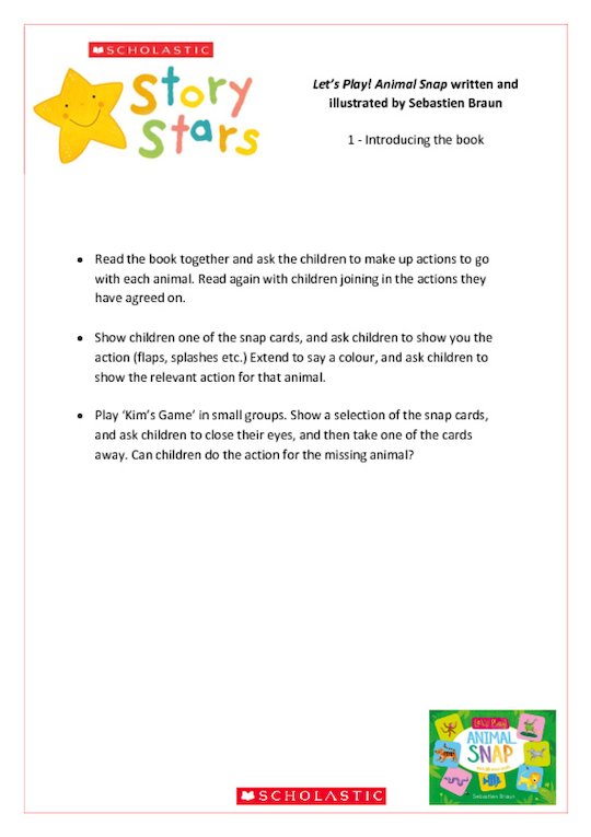 Story Stars Resource: Let's Play! Animal Snap Lesson Plan