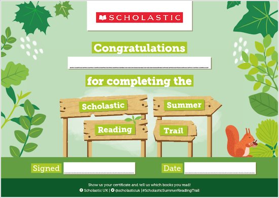 Summer Reading Trail Certificate