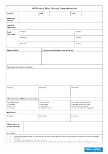 Adult-led planning template – Literacy: Comprehension