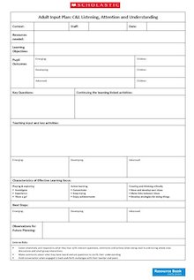 Adult-led planning template – C&L: Listening, Attention and Understanding