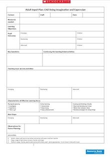 Adult-led planning template – EAD: Being Imaginative and Expressive