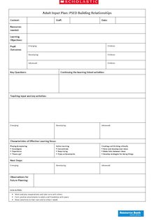 Adult-led planning template – PSED: Making Relationships