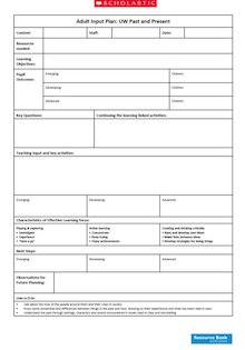 Adult-led planning template – UW: Past and Present