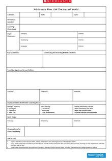 Adult-led planning template – UW: The World