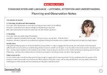 Communication and Language – Listening, Attention and Understanding planning notes