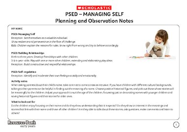 PSED – Managing Self – Early Years teaching resource - Scholastic